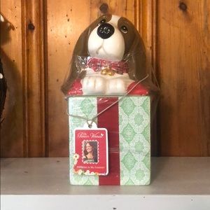 Christmas basset cookie jar